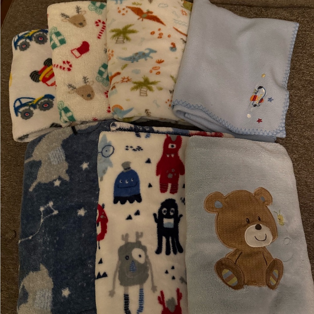 Assorted Baby Blankets with Cute Patterns - 7 blankets for $14